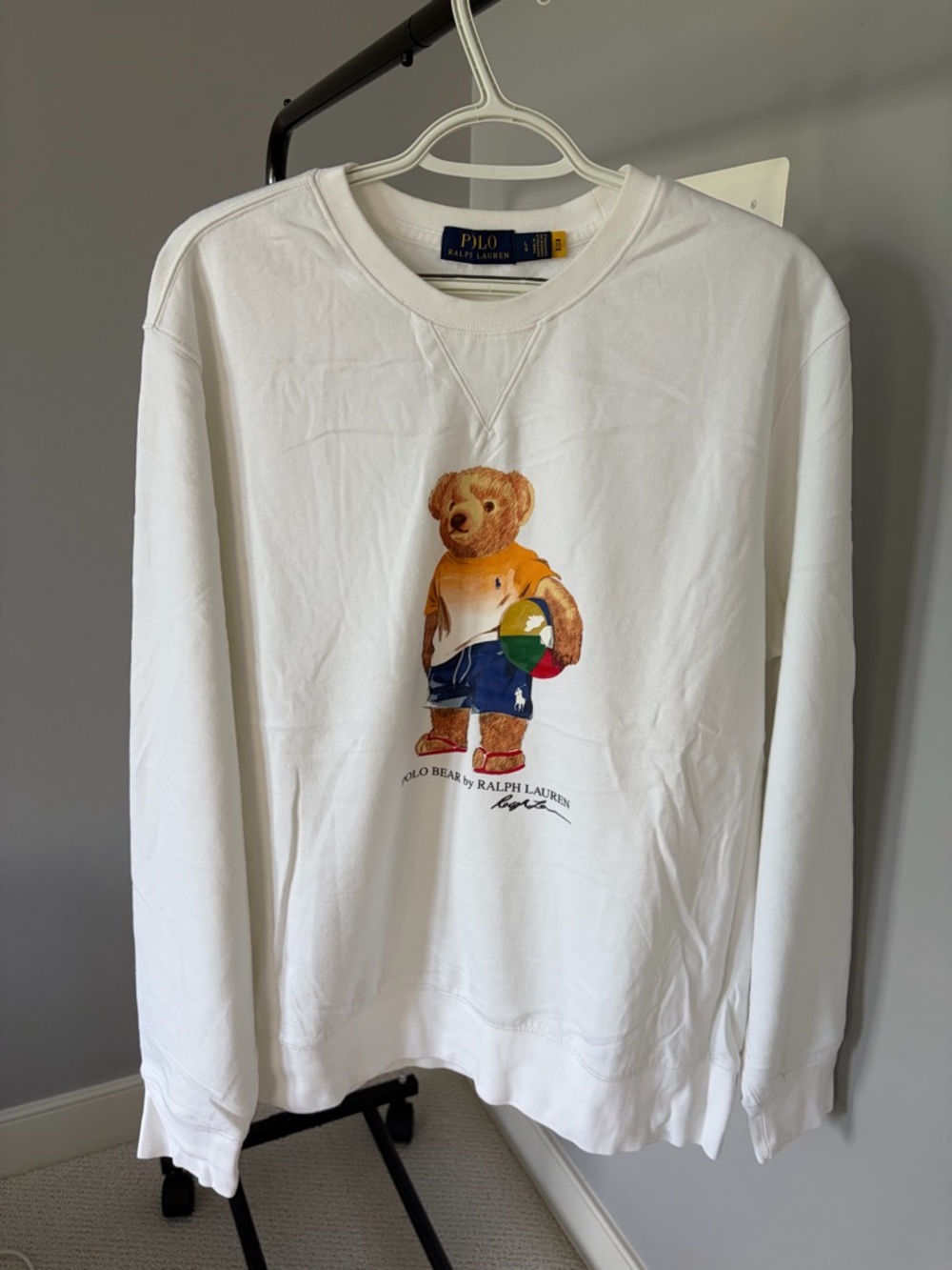 Polo Ralph Lauren Bear Graphic White Sweatshirt Size L